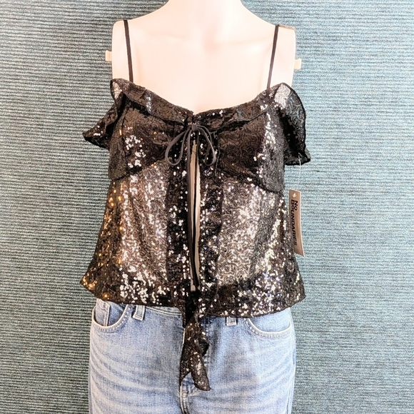 Sequin Ruffle Tie-Front Cami - Picture 4 of 16